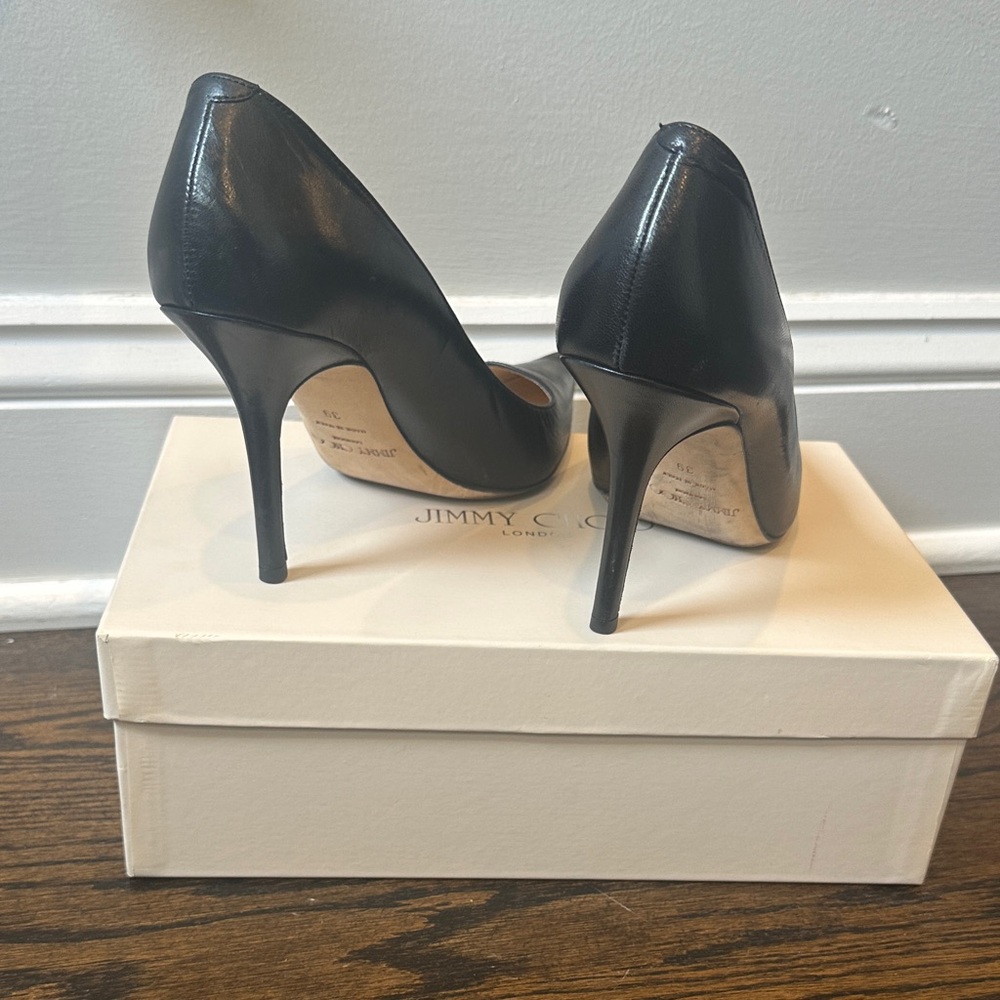 Jimmy Choo Black Leather Stiletto Heels - Picture 10 of 16